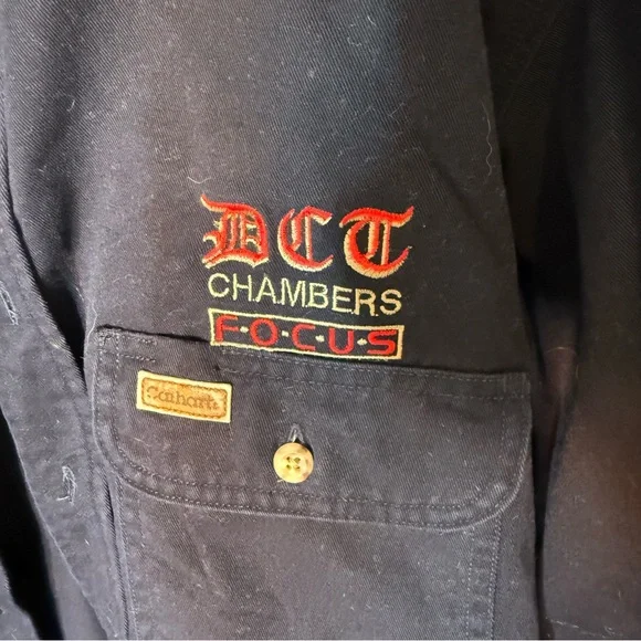 CARHARTT Men’s Navy Blue Oakman Work Thick Button Down Shirt DCT Logo Size 2XL - Picture 5 of 11